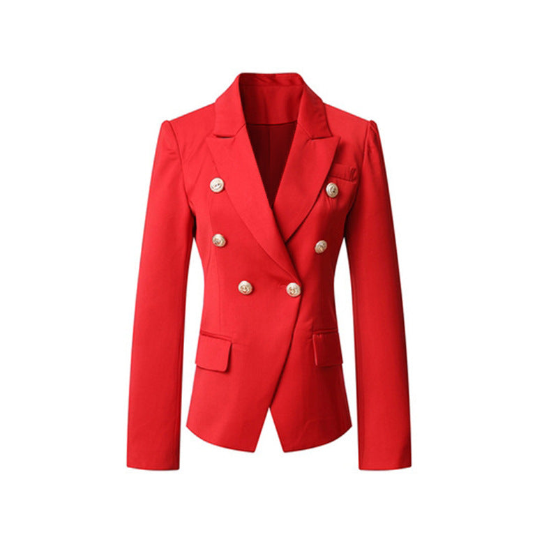 Damen Elegante Doppelreihige Blazerjacke mit goldenen Knöpfen Drune