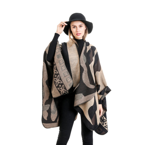 Damen Jacquard‑Strickruana im Oversize‑Fall mit grafischer Musterung Drune