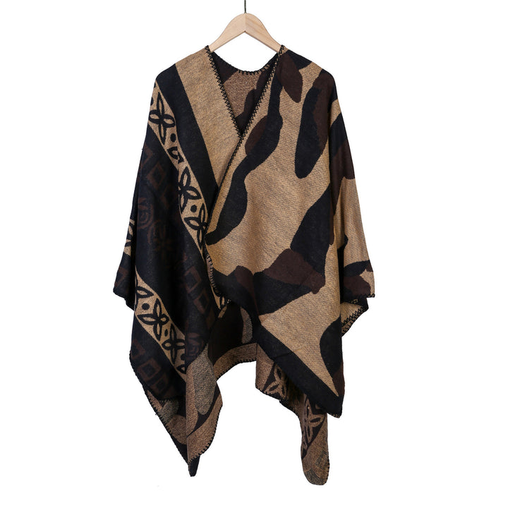 Damen Jacquard‑Strickruana im Oversize‑Fall mit grafischer Musterung Drune