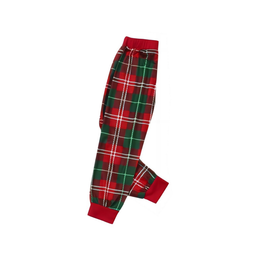 Drune | Weihnachtsweiße & Rote & Grüne Karo-Hosen Paar passende Pyjamas