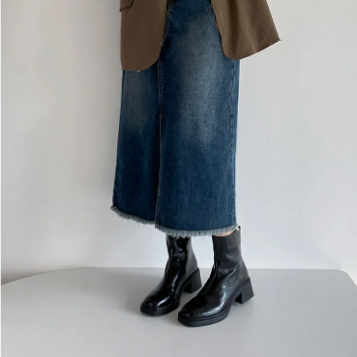 Drune | Stilvolle Leder Ankle Boots mit Blockabsatz für Damen Damen Ankle Boots