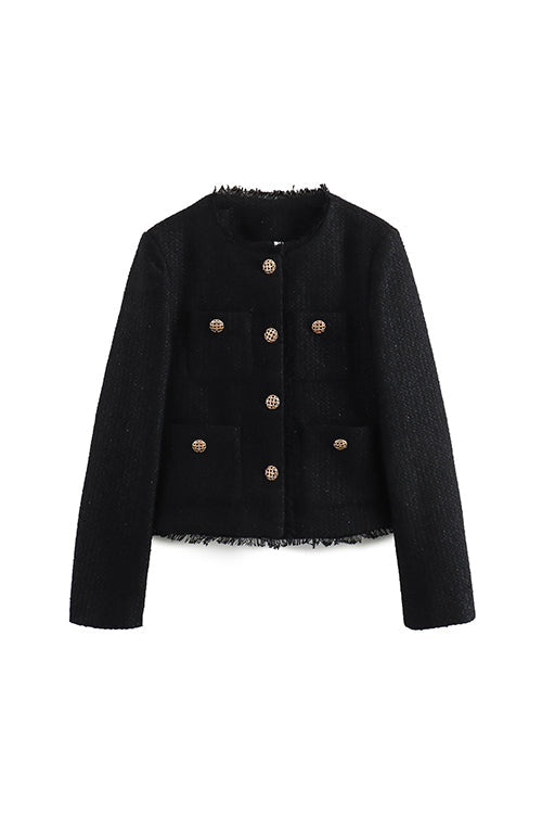 Drune | Up Frayed Hem Kurze Tweedjacke