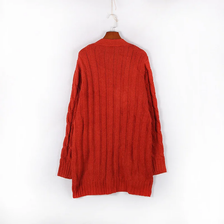 Drune | Wollstrickjacke Damen Mit Zopfmuster Und Holzknöpfen, Lockere