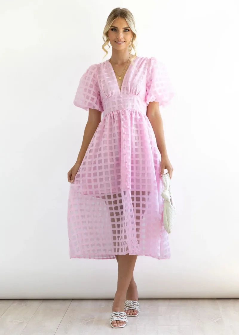 Drune | Puffärmel Midi-Kleid