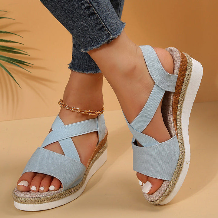 Drune | Keilsandalen Kreuzriemen Plateau Gladiator