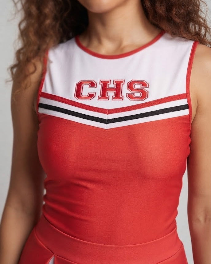 Frauen Cheerleader Kostüm mit sportlichen Akzenten Drune