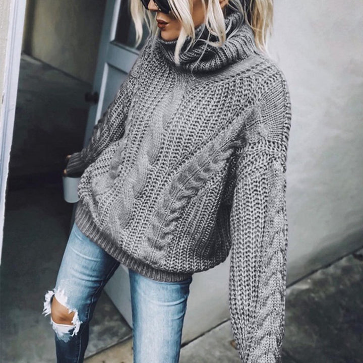 Damen Strickpullover mit hohem Kragen Drune