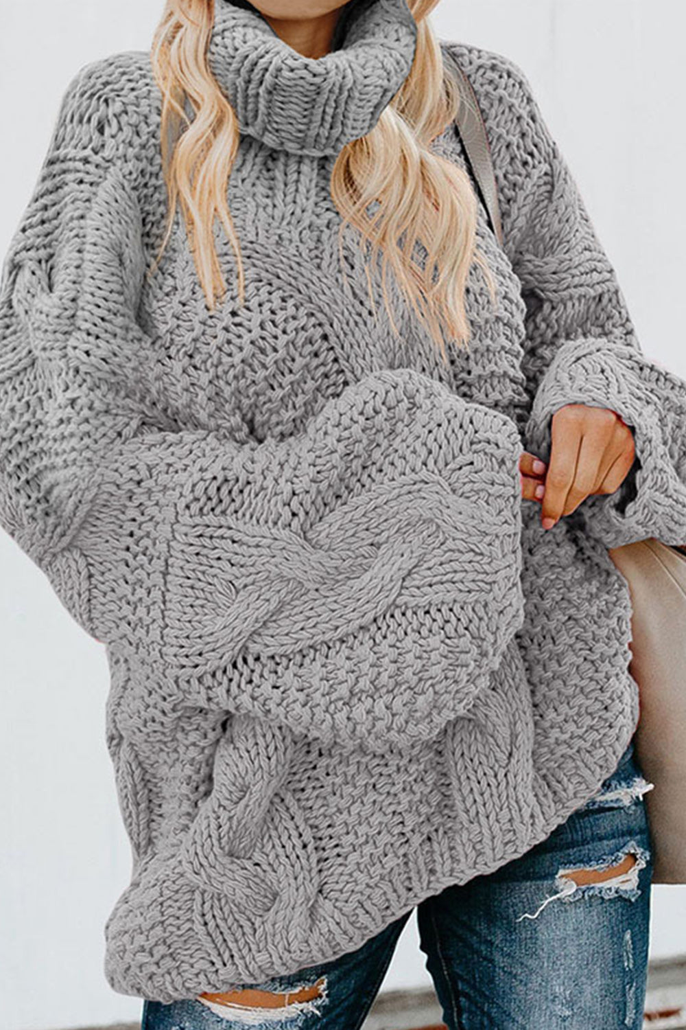 Drune Gedrehter Strick Langarmpullover