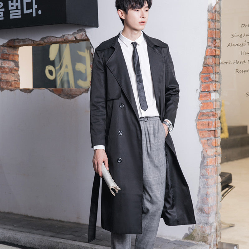 Herren Leichter Trenchcoat mit Doppelreiher, tailliertem Schnitt und windabweisender Oberfläche Drune