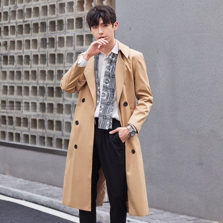 Herren Leichter Trenchcoat mit Doppelreiher, tailliertem Schnitt und windabweisender Oberfläche Drune