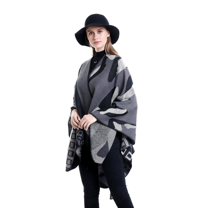 Damen Jacquard‑Strickruana im Oversize‑Fall mit grafischer Musterung Drune