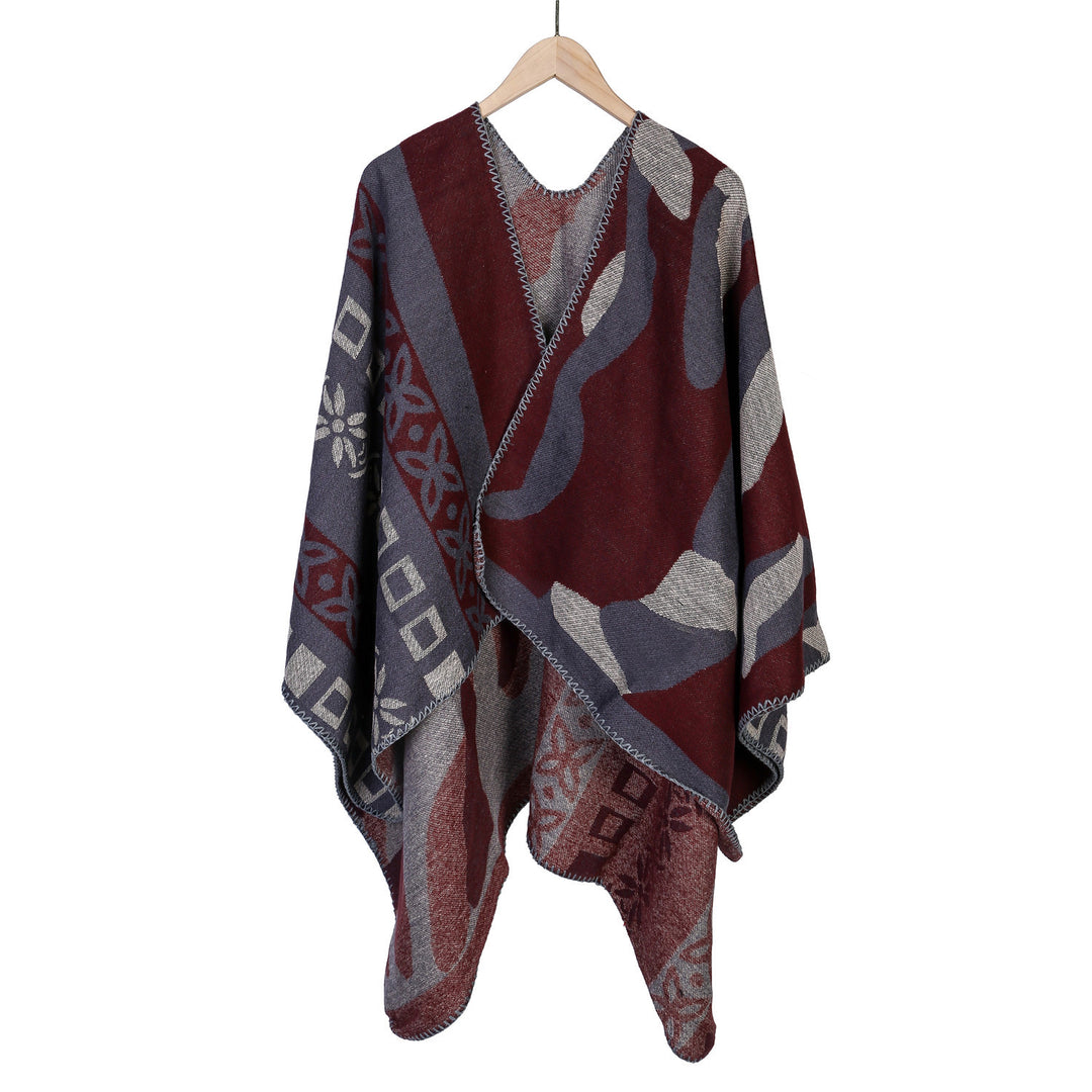 Damen Jacquard‑Strickruana im Oversize‑Fall mit grafischer Musterung Drune