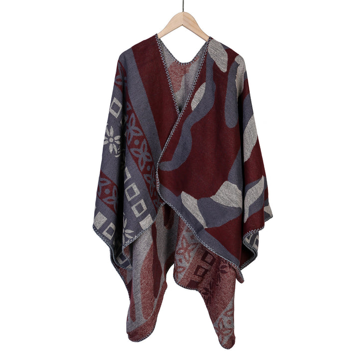 Damen Jacquard‑Strickruana im Oversize‑Fall mit grafischer Musterung Drune