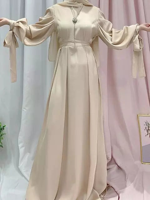 Drune | Elegantes Frauen Muslimisch Islamisch Saati Grosgrain Einfarbig Maxi Kleid Mit Gürtel