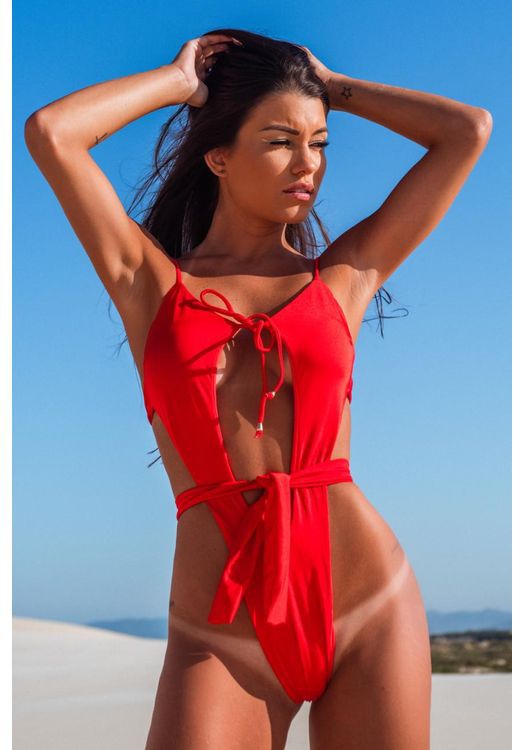 Damen Einteiler Badeanzug mit raffinierten Cut-Outs und eleganter Schnürung Drune