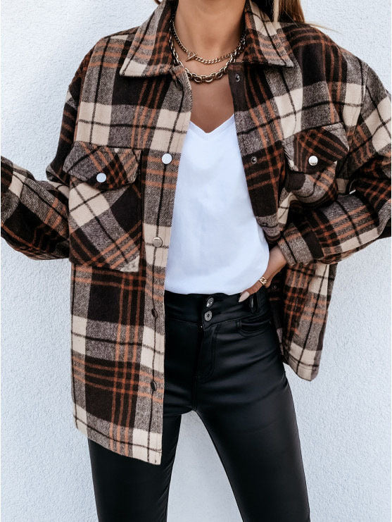 Drune | Shirtjacke - Übergröße - Flanelltextur - Kariert - Knopfverschluss - Lockere Schichtung