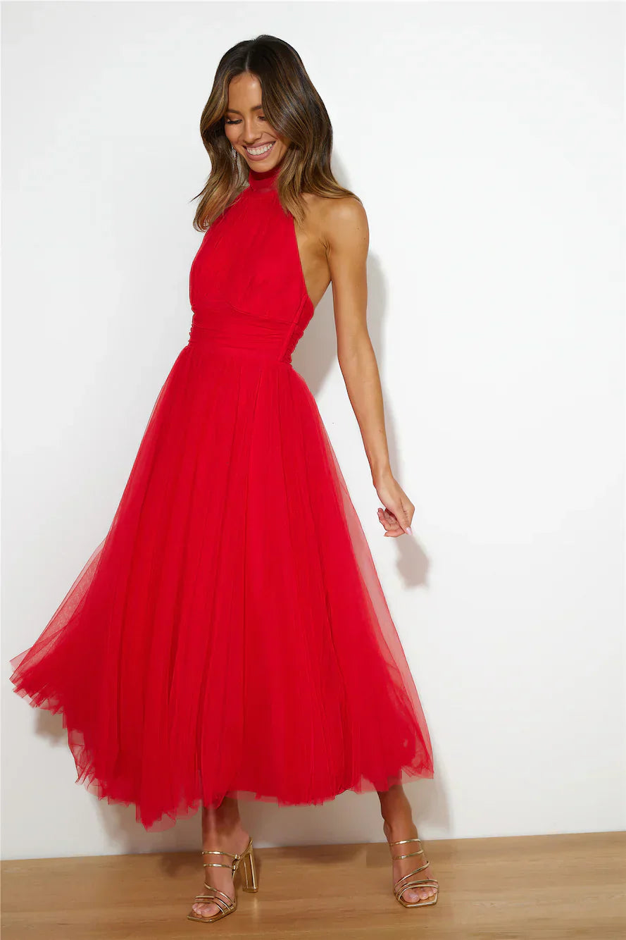 Drune | Halter Tüll Midi Kleid
