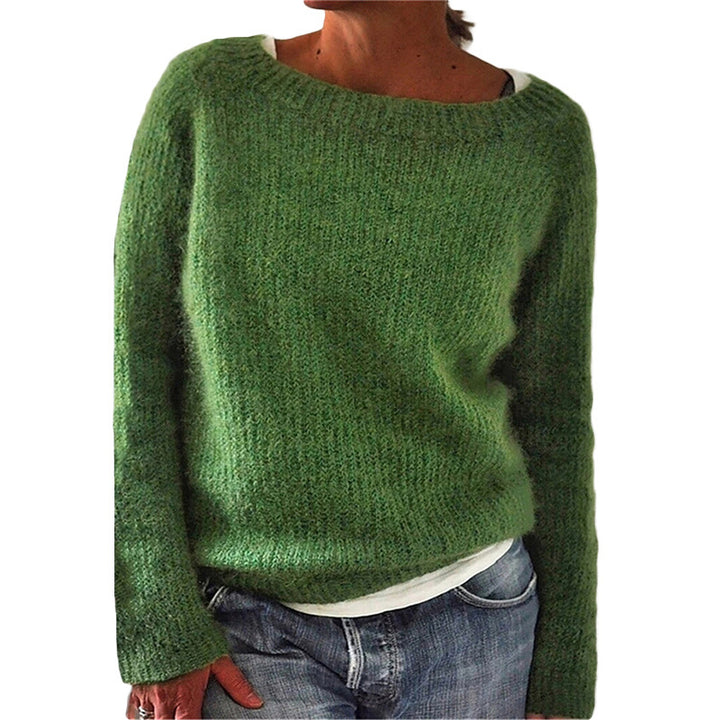 Damen nan kuscheliger Grobstrickpullover mit Rundhalsausschnitt und lockerem Oversize-Schnitt Drune