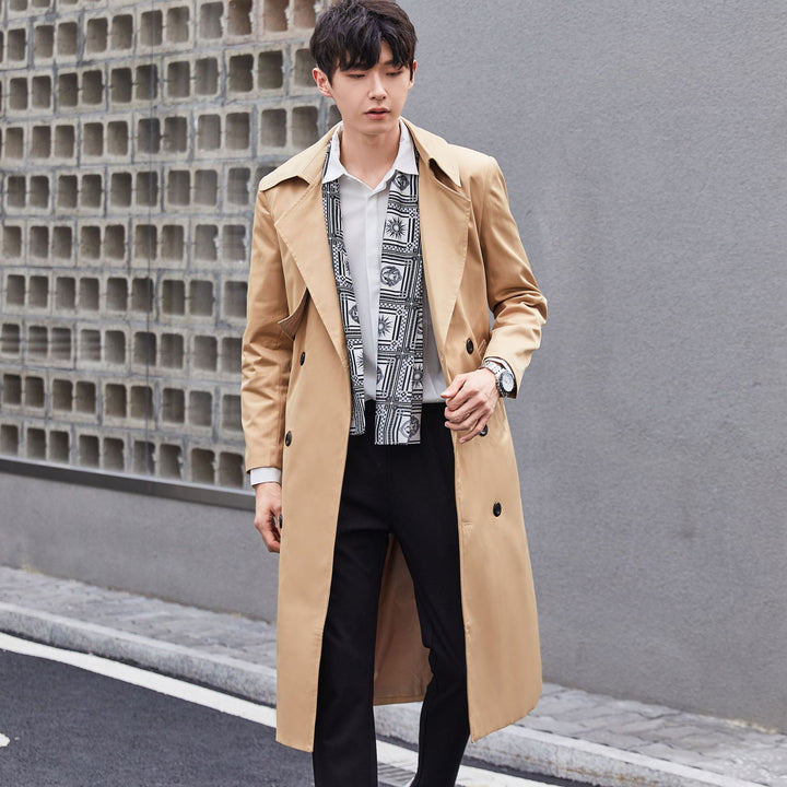 Herren Leichter Trenchcoat mit Doppelreiher, tailliertem Schnitt und windabweisender Oberfläche Drune