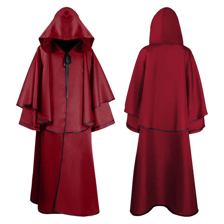Unisex nan mehrschichtiger Kapuzenumhang mit weitem Fall und Satinbandverschluss Drune