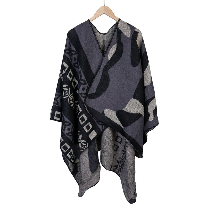 Damen Jacquard‑Strickruana im Oversize‑Fall mit grafischer Musterung Drune