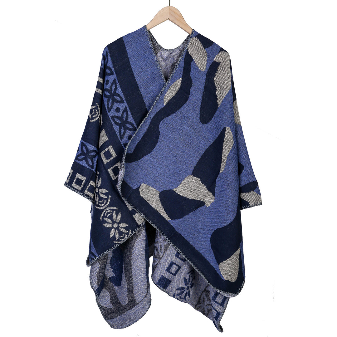 Damen Jacquard‑Strickruana im Oversize‑Fall mit grafischer Musterung Drune
