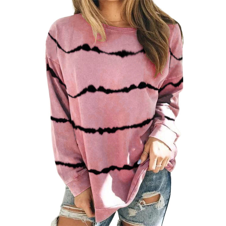 Damen Oversize Langarmshirt im Batik‑Look mit Rundhalsausschnitt und lockerer Passform Drune