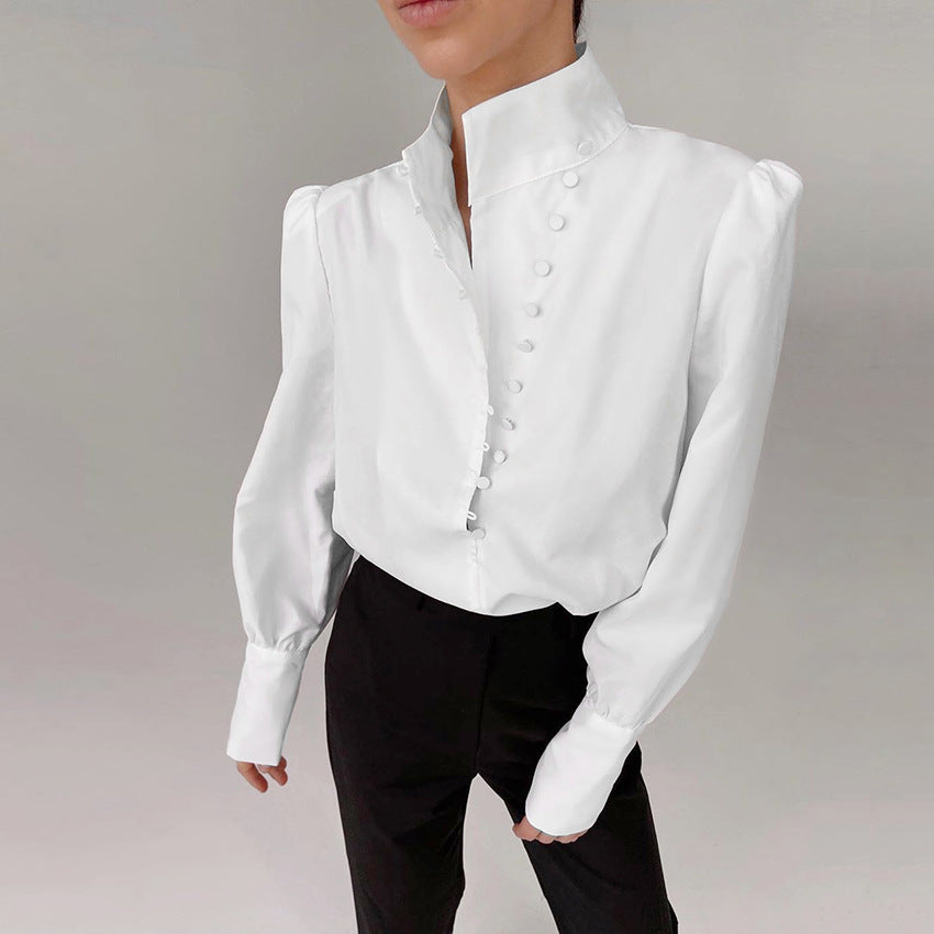 Drune | Viktorianisch inspirierte Bluse mit hohem Kragen