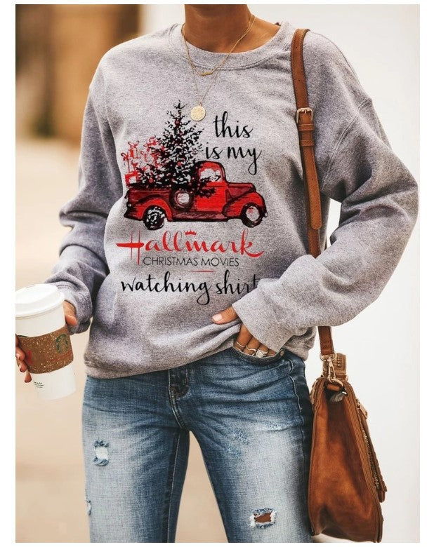 Damen Sweatshirt mit festlichem Motiv und lässigem Schnitt Drune