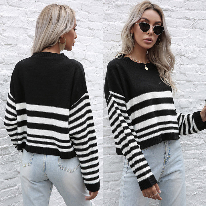 Damen Modischer Streifenpullover Drune