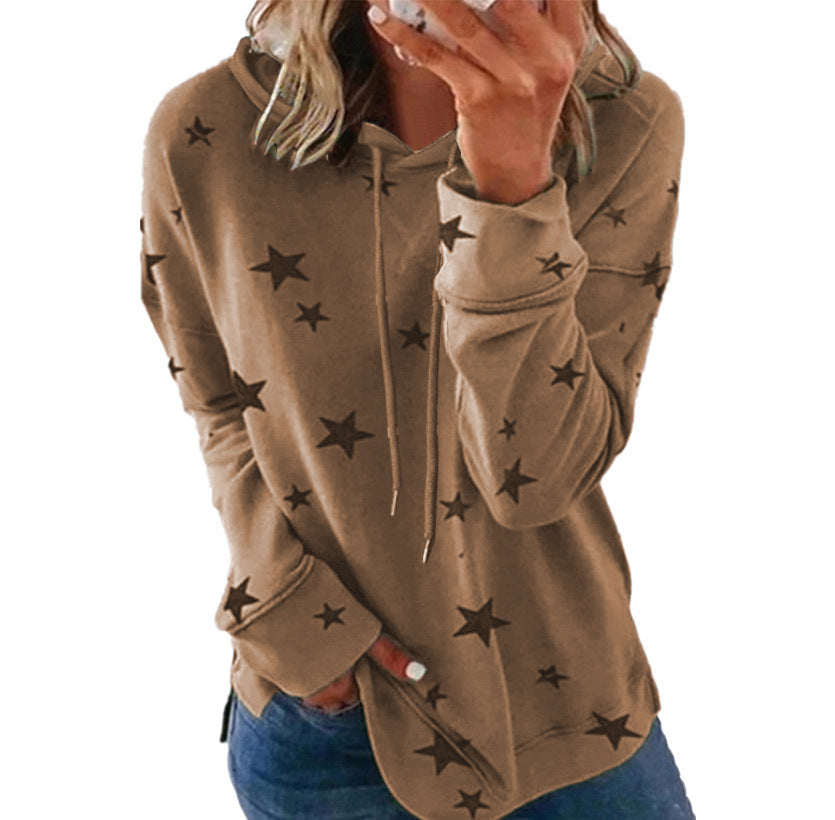 Damen Oversize-Kapuzenpullover aus weichem Baumwollmix mit Sternenprint Drune