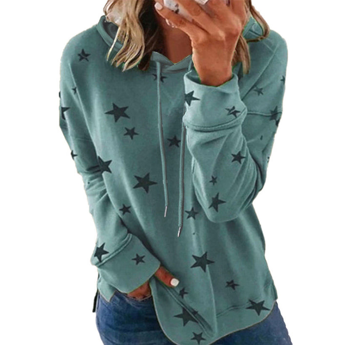 Damen Oversize-Kapuzenpullover aus weichem Baumwollmix mit Sternenprint Drune