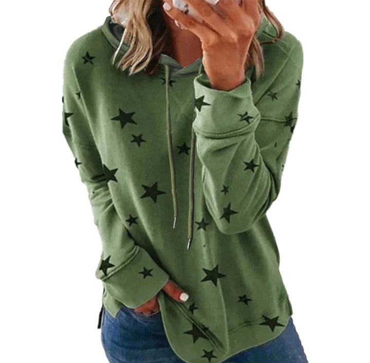 Damen Oversize-Kapuzenpullover aus weichem Baumwollmix mit Sternenprint Drune