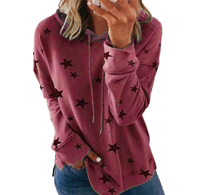 Damen Oversize-Kapuzenpullover aus weichem Baumwollmix mit Sternenprint Drune