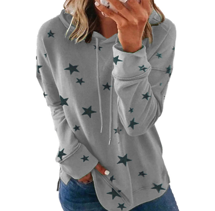 Damen Oversize-Kapuzenpullover aus weichem Baumwollmix mit Sternenprint Drune