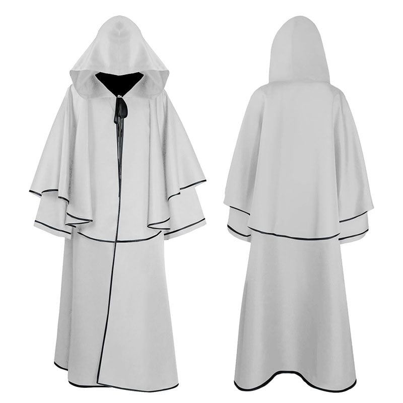 Unisex nan mehrschichtiger Kapuzenumhang mit weitem Fall und Satinbandverschluss Drune