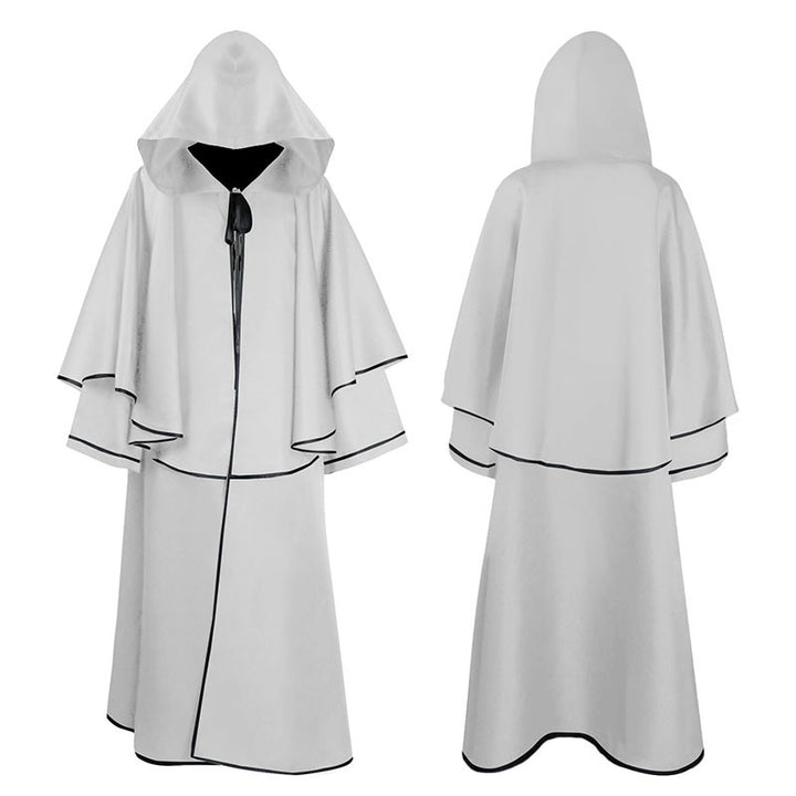 Unisex nan mehrschichtiger Kapuzenumhang mit weitem Fall und Satinbandverschluss Drune