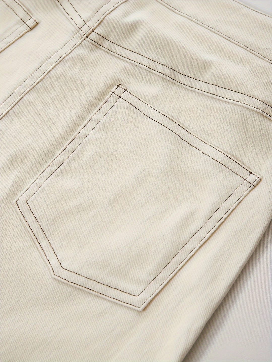 Drune | Einfarbiger Weißer Schlitz Hinten Lässig Maxi Denim Rock