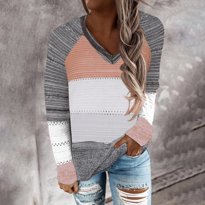 Damen Strickpullover mit V‑Ausschnitt, lockerem Oversize‑Schnitt und Ajour‑Muster Drune