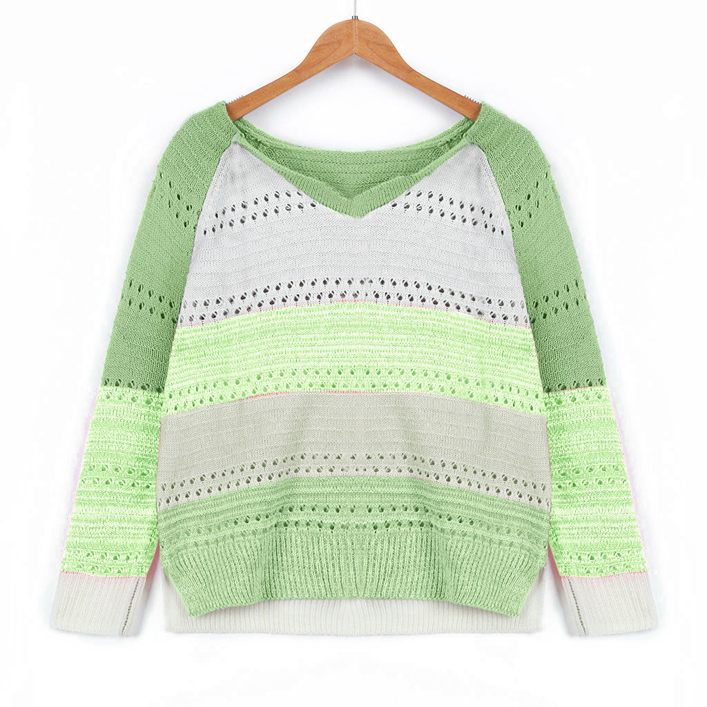 Damen Strickpullover mit V‑Ausschnitt, lockerem Oversize‑Schnitt und Ajour‑Muster Drune