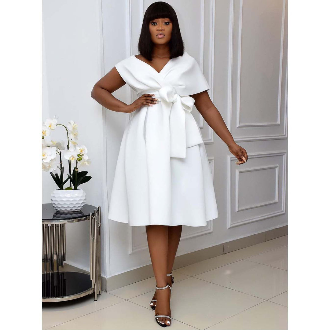 Damen Wickelkleid mit elegantem Taillengürtel und schwingendem Rock Drune