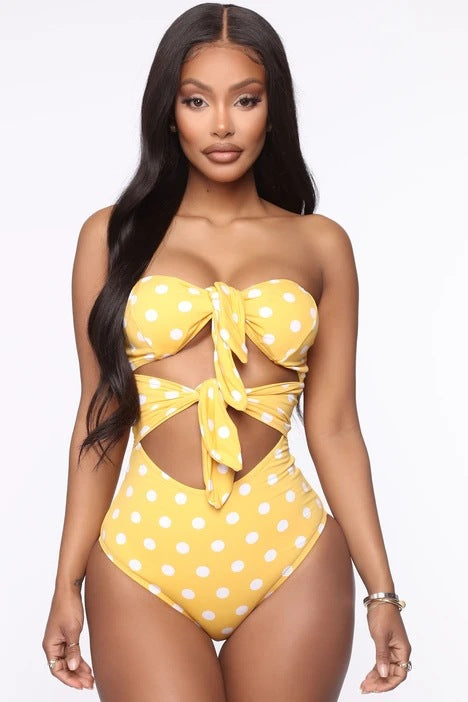 Damen Einteiliger Badeanzug mit verspieltem Knotendesign und Cut-Outs Drune