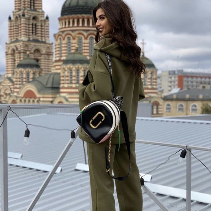 Damen lässiges Set mit Kapuzensweatshirt und bequemen Jogginghosen Drune