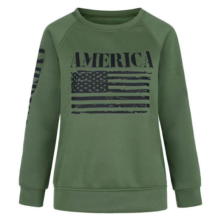 Damen Sweatshirt mit Raglanärmeln und Vintage‑Flaggenprint Drune