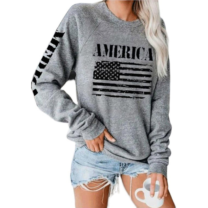 Damen Sweatshirt mit Raglanärmeln und Vintage‑Flaggenprint Drune