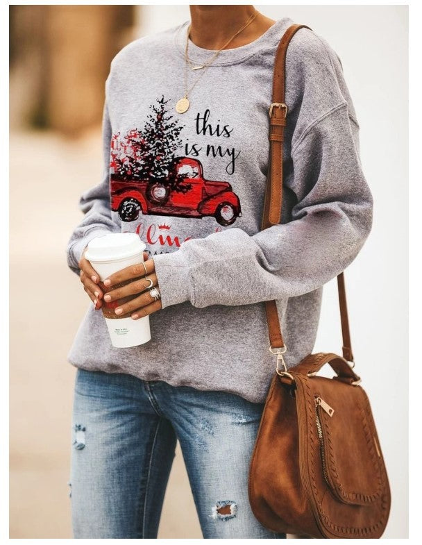 Damen Sweatshirt mit festlichem Motiv und lässigem Schnitt Drune
