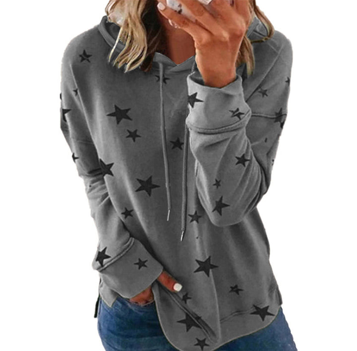 Damen Oversize-Kapuzenpullover aus weichem Baumwollmix mit Sternenprint Drune
