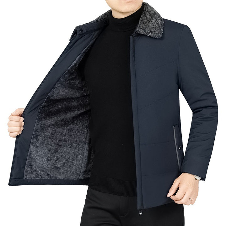 Herren Wattierte Winterjacke mit weichem Plüschfutter, Stehkragen und schmaler Steppung Drune