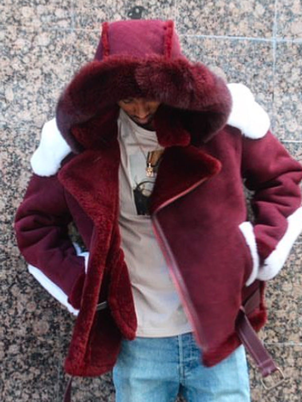 Damen luxuriöse Lammfelljacke mit abnehmbarer Kapuze und kuscheligem Innenfutter Drune
