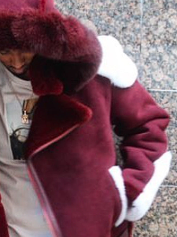 Damen luxuriöse Lammfelljacke mit abnehmbarer Kapuze und kuscheligem Innenfutter Drune